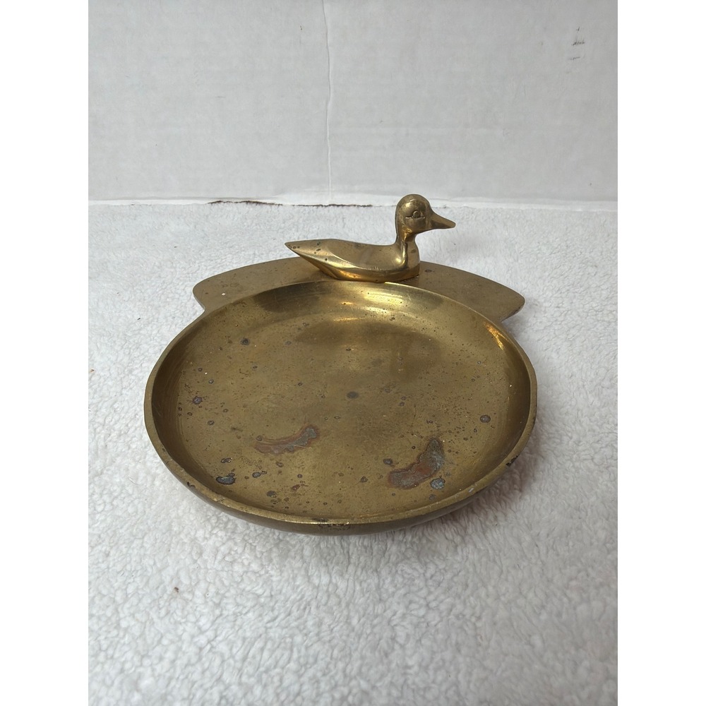 Vintage Windcurrent Collection Brass Duck Trinket Dish Change Coin Tray